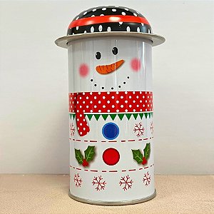 Lata De Metal De Natal - Boneco de Neve Fofinho - 5,5x11cm - 1 unidade - Rizzo