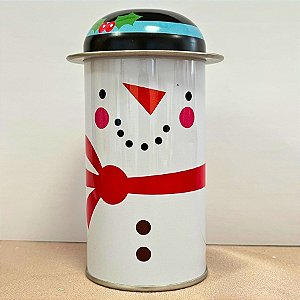 Lata De Metal De Natal - Boneco de Neve Nariz Pontudo - 5,5x11cm - 1 unidade - Rizzo