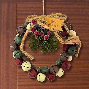 Guirlanda De Natal Com Sinos - Colorido - 20cm - 1 unidade - Rizzo