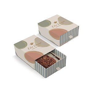 Caixa Luva Com Puxador Para Meio Ovo 250g Com Colher - Tonal - 16,5x11,5x6,5cm   - 6 unidades - Cromus - Rizzo