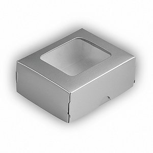 Caixa Doces com Visor S0 (6cm x 5cm x 2,5cm) Prata - 10 unidades - Assk - Rizzo