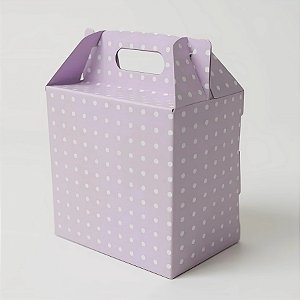 Caixa Sacolinha S1 (9,5x6,5x4,5cm) Lilás com Bolinhas Brancas - 10 unidades - Assk - Rizzo