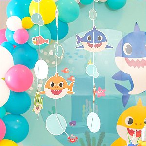 Cortina Decorativa Festa Baby Shark - 6 Unidades - Cromus - Rizzo Festas