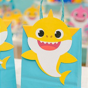 Sacola com Fechamento Baby Shark - 10 Unidades - Cromus - Rizzo Festas