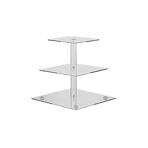 Suporte de Acrílico Quadrado com LED - 3 Camadas - 1 unidade - Silver Festas - Rizzo