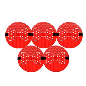 Adesivo Redondo - Laço Vermelho - 4x4cm - 20 unidades - Rizzo