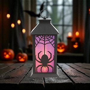 Lamparina Halloween - Teia de Aranha - Roxa - 30x13cm - 1 unidade - Cromus - Rizzo