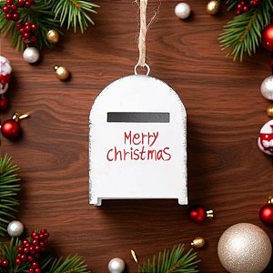 Enfeite Para Pendurar De Natal - Caixa de Correio - Branco - 6cm - 1 unidade - Cromus - Rizzo