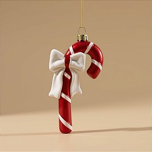 Enfeite Para Pendurar De Natal - Candy Cane Com Laço - 14cm - 1 unidade - Cromus - Rizzo