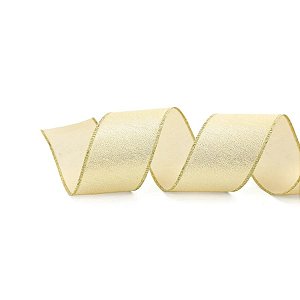 Fita Decorativa Aramada - Aveludada Branca e Dourada - 6,3x914cm - 1 unidade - Cromus - Rizzo