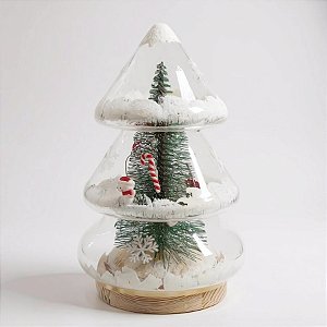 Enfeite Árvore De Natal De Vidro com LED - Papai Subindo Arvore - 11x17,5x11cm - 1 unidades - Artlille - Rizzo