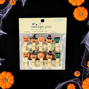 Mini Pregador Decorativo De Hallowen Com Varal - Abobóras - 10 unidades - Rizzo