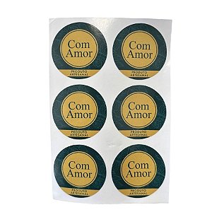 Etiquetas Artesanais - Com Amor - 4x4cm - 12 unidades - Rizzo