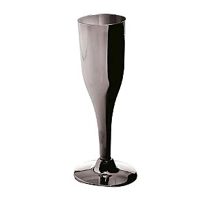 Taça Champanhe Descartável de Luxo Prata 120ml - 6 unidades - Cromus - Rizzo