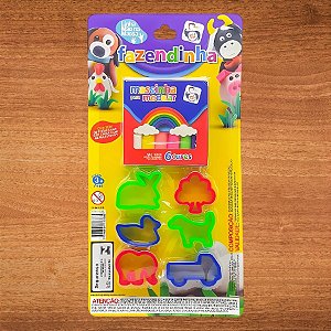 Kit Massinha de Modelar Fazendinha com 6 Forminhas - 6 Cores - 1 unidades - Rizzo