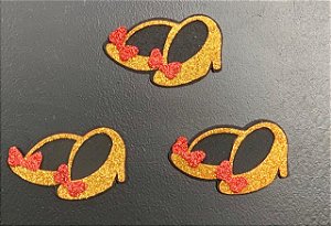 Aplique de EVA Sapatinho Mouse Glitter 7,5cm - 06 Unidades - Make Festas Rizzo Festas