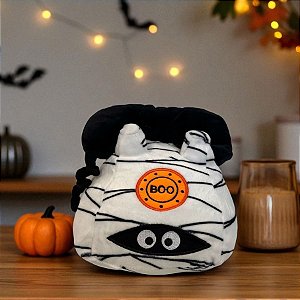 Telefone de Pelúcia Múmia - Branco/Preto - 20cm  - 1 unidade - Rizzo