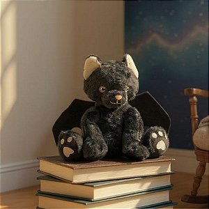 Gato de Pelúcia com Asa de Morcego - Preto - 20cm  - 1 unidade - Rizzo
