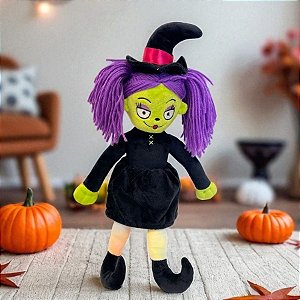 Bruxa de Pelúcia - Verde/Roxo - 40cm  - 1 unidade - Rizzo