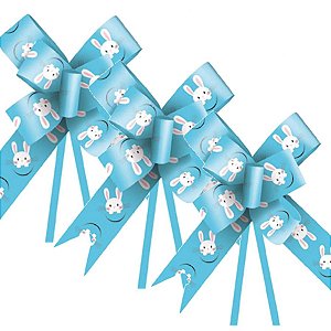 Laço Fácil Coelho Fantasia Azul - 10 unidades - Cromus Páscoa - Rizzo