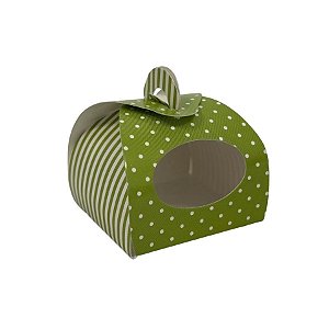 Caixa Para Doces Lembrancinha Tipo Valise - Poa e Listras Verde - 3,5x3,5cm - 24 unidades - Cromus - Rizzo