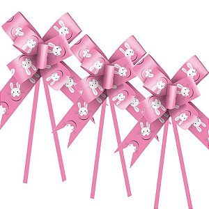 Laço Fácil Coelho Fantasia Rosa - 10 unidades - Cromus Páscoa - Rizzo