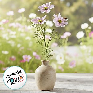 Haste Flor Permanente - Cosmo Real Flocked - Rosa Claro - 65cm - 1 unidade - FlorArte - Rizzo