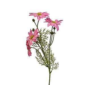 Haste Flor Permanente - Margarida Real Flocked - Rosa - 63cm - 1 unidade - FlorArte - Rizzo
