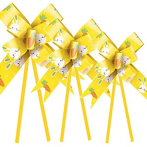 Laço Fácil Vida de Coelho Amarelo - 10 unidades - Cromus Páscoa - Rizzo