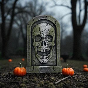 Enfeite Decorativo Halloween - Lápide Cranio Assustador - 40x25cm - 1 unidade - Cromus - Rizzo