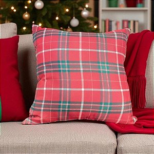 Almofada de Natal - Xadrez Vermelho e Verde - 43x43cm - 1 unidades - Rizzo