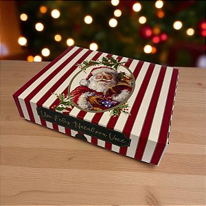 Caixa Retangular para Presente - Tampa/Fundo - Noel Carmin - M 25x20x5cm - 1 unidade - Cromus - Rizzo