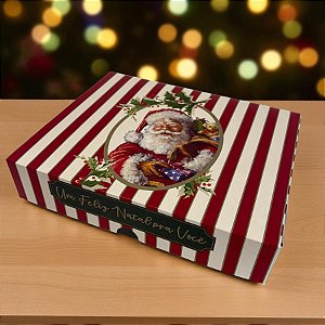 Caixa Retangular para Presente - Tampa/Fundo - Noel Carmin - G 30x24x6cm - 1 unidade - Cromus - Rizzo
