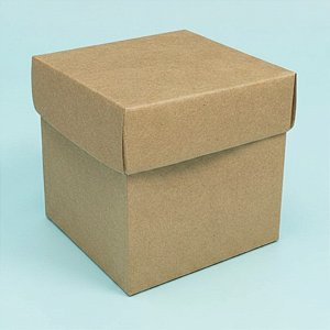 Caixa Cubo Para Panetone e Presente - GG 12x12x12cm - Kraft - 10 unidades - Assk - Rizzo