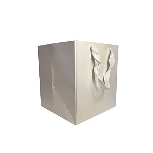 Sacola de Papel com Alça 15x15x15cm - Quadrada - Branca - 10 unidades - Rizzo