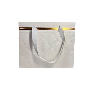 Sacola de Papel com Alça de Nylon - Branca - 18x15x10cm - 10 unidades - Rizzo