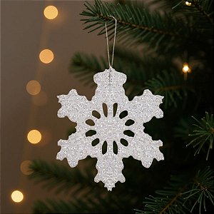 Enfeite Para Pendurar De Natal - Floco De Neve - Branco - 25,5cm - 1 unidade - Cromus - Rizzo