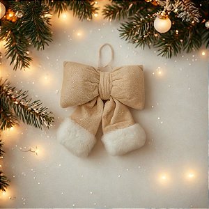 Enfeite Para Pendurar De Natal - Laço Creme - 20cm - 1 unidade - Rizzo