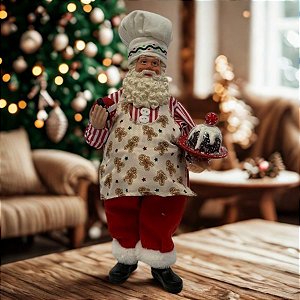 Papai Noel Confeiteiro Decorativo Em Pé - Vermelho e Branco - 30cm - 1 unidade - Rizzo