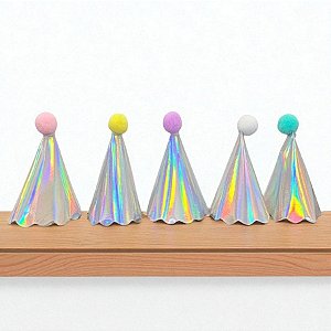 Enfeite Decorativo Mini Chapéu de Festa - Cromado - 3x4,5cm - 10 unidades - Rizzo