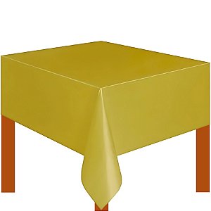 Toalha de Mesa de Plástico Laminado - Ouro - 1,37x1,83m - 1 unidades - Artlille - Rizzo