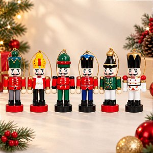 Enfeite de Pendurar de Natal - Soldadinhos de Chumbo em Madeira - 7,5cm - 6 unidades - Rizzo