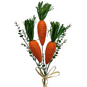 Galho Decorativo de Páscoa - Cenouras e Flores Brancas - 45cm - 1 unidade - Cromus - Rizzo