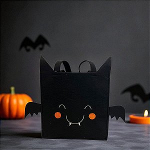 Sacola de Feltro de Halloween P - Gatinho Morcego - 21x20x6,5cm - Preto  - 1 unidade - Rizzo