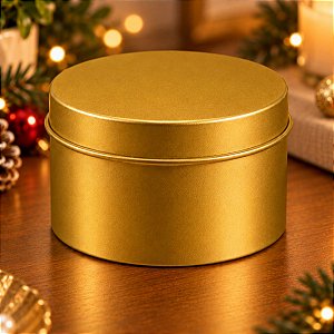 Lata de Metal Redonda - Dourado - 7,5x7,5x4,5cm - 1 unidade - Rizzo