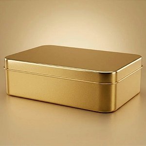 Lata de Metal Retangular - Dourado - 11,5x19x4,5cm - 1 unidade - Rizzo