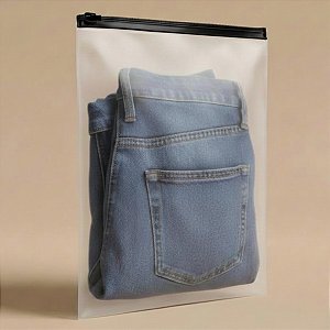 Saco Trilho Zip Transparente Fosco - Trilho Preto - 40x55cm - 50 unidades - Rizzo