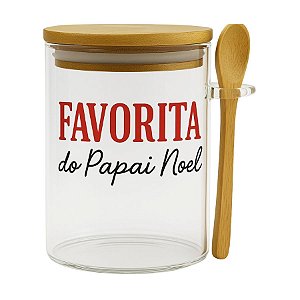 Pote de Vidro Hermético Com Colher - Favorita Do Papai Noel - 450ml - 1 unidade - Rizzo