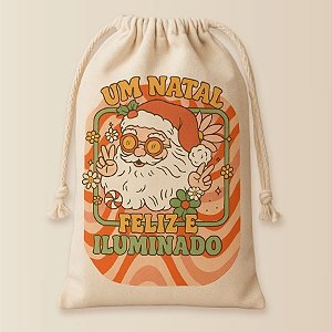 Saco de Algodão - Papai Noel Hippie - M - 17x21cm - 1 unidade - Rizzo