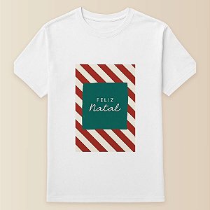 Camiseta Branca Estampada - Natal Listras - Infantil - 1 unidade - Rizzo